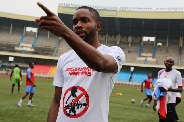 Archive, 2 juin 2016 : Cédric Bakambu lors d'une campagne de la MONUSCO contre le recrutement d'enfants soldats.